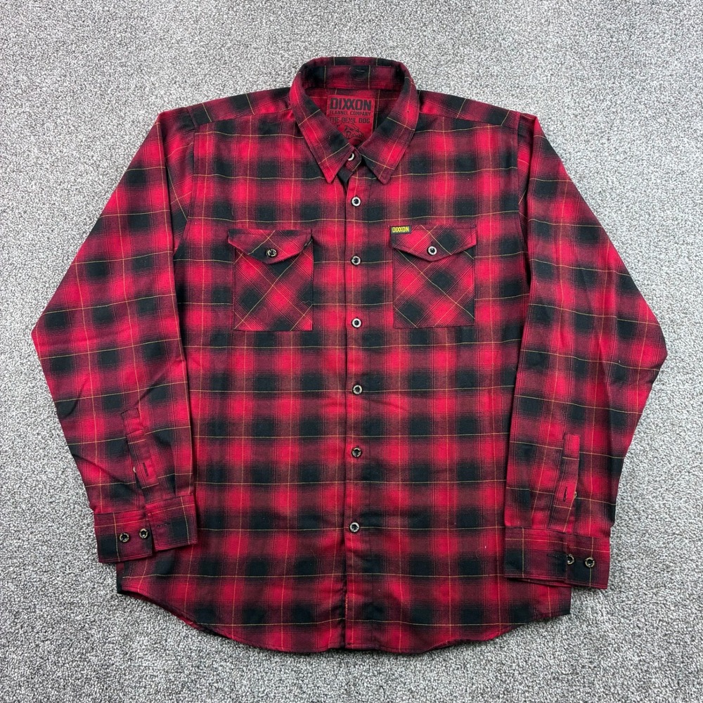 Dixxon Flannel Company The Devil Dog Shirt Mens XL Red Black Plaid 13th Anniv